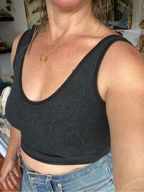 Una Pluma Cropped Tank Top Women Medium Organic Cotton Stretch Fitted